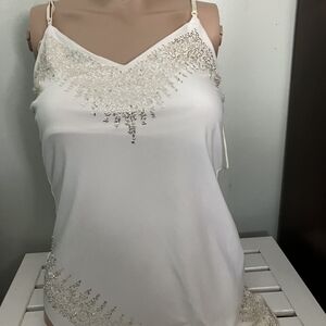 Elegant White Embellished Women's Top